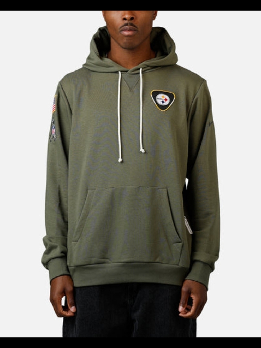 NFL Olive Green Hooded Pullover with Embroidered Team Patch